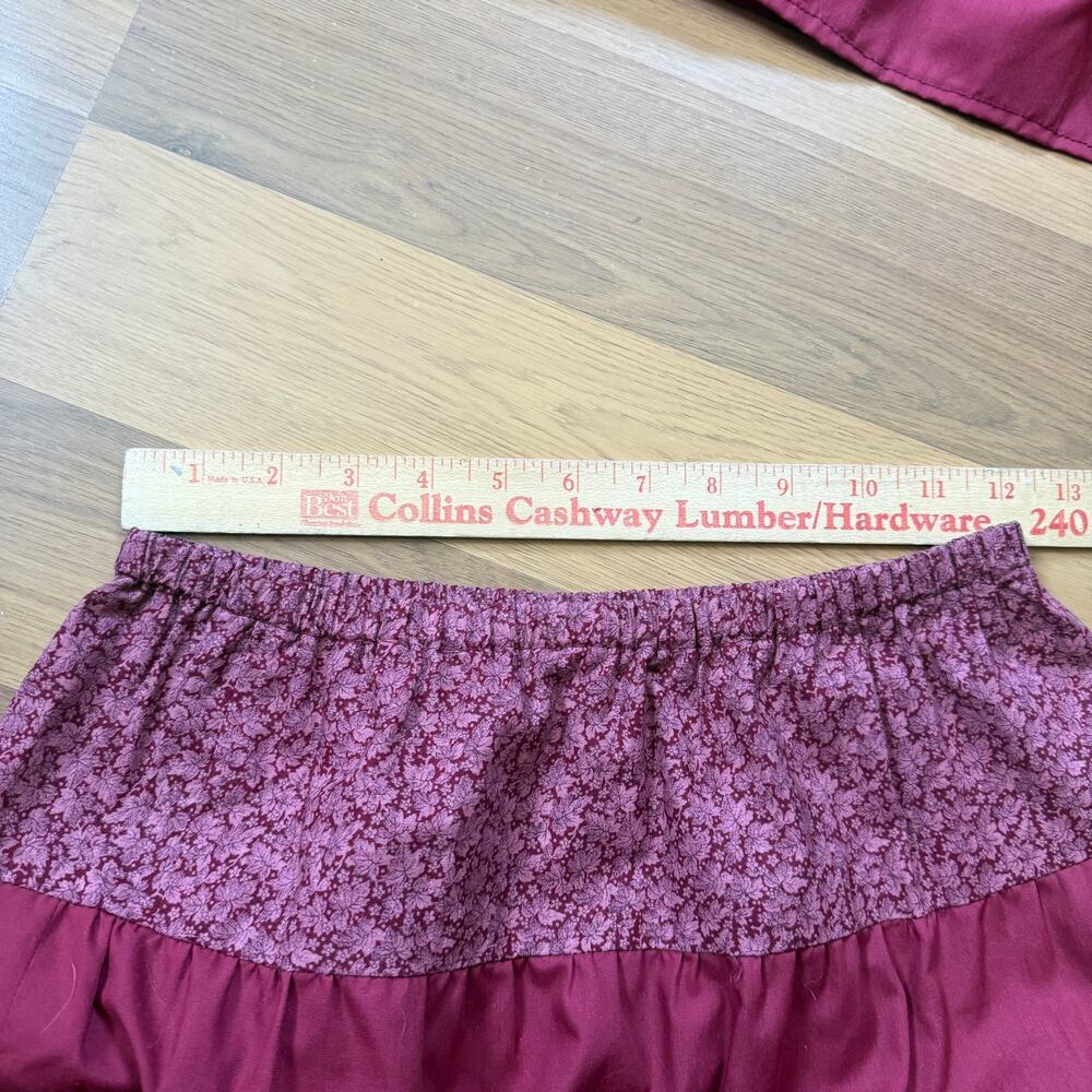 Women's Vintage 1970's Handmade Dark Wine Red 2-Piece Set Top Skirt Sz Medium - Picture 8 of 9